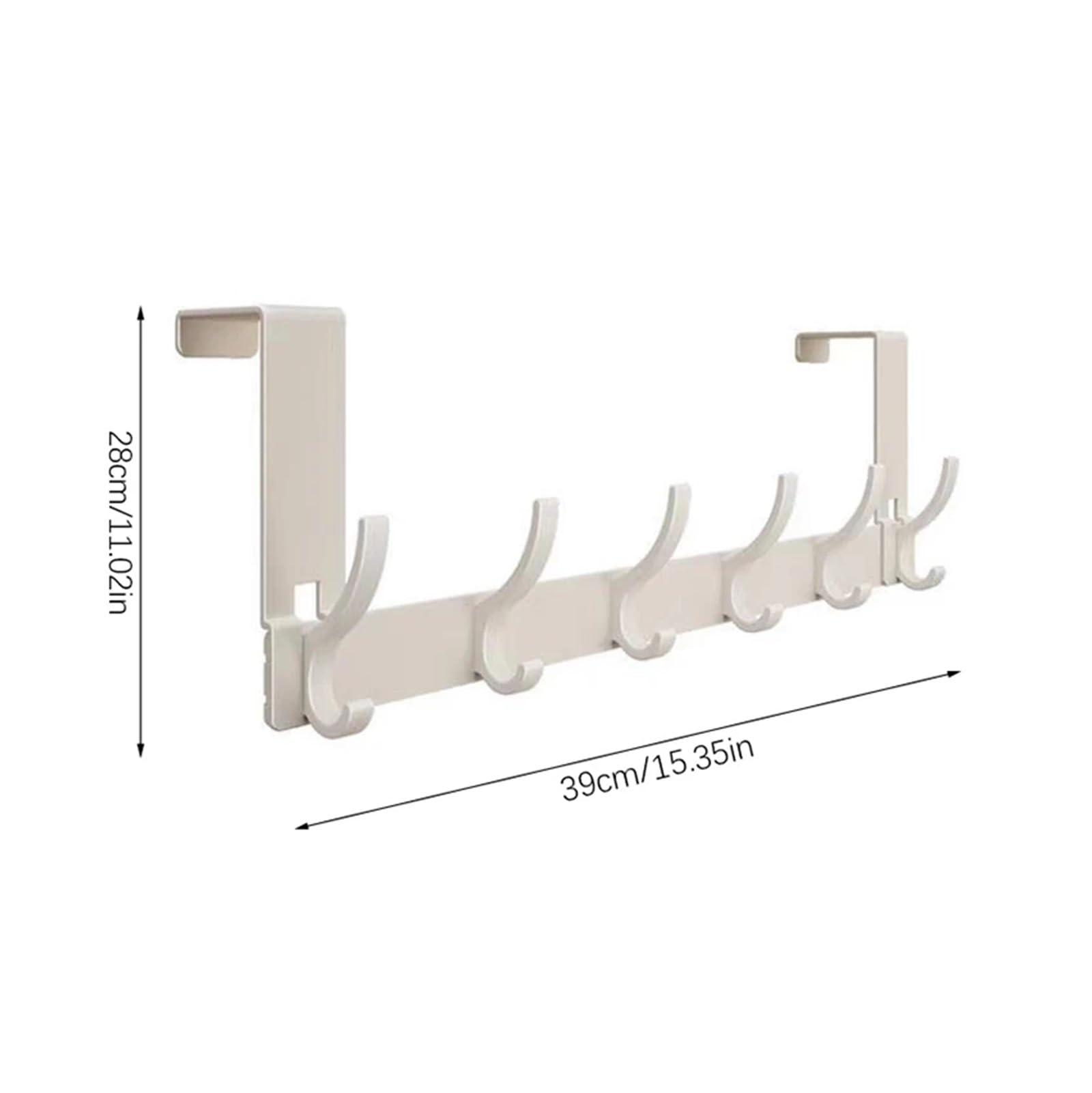 Ganchos para colgar en la puerta Ganchos blancos for puerta, 6 ganchos, sección corta, sin perforar, for colgar en la puerta de entrada.(Beige)