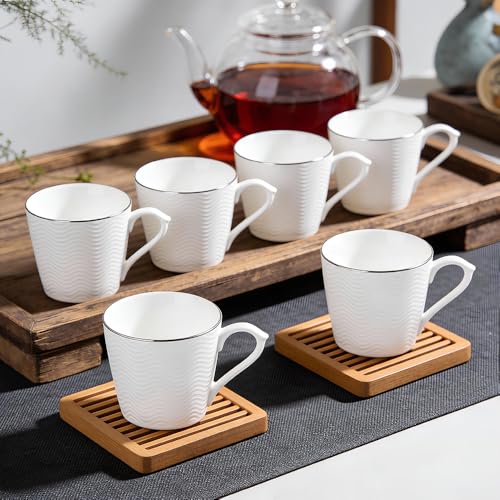 Image of U.P.C. Ceramic Tea Cups Set of 6| Microwave & Dishwasher Safe Cup Set of 6 for Tea & Coffee | Premium Coffee Mugs Set of 6 | Stylish Cups for Home & Office with Bone-Ash Free-150ml.