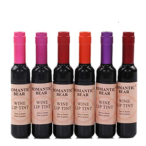 Ownest 6 Colors Wine Liquid Lipstick, Lady Long Lasting Make Up Gloss Matte Lip Tint Wine Bottle Cover, Matte Lip Gloss Set-6PCS/Kit