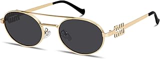 Rmerom Retro Oval 90s Metal Sunglasses for Women, 2026 Trendy Chic Narrow Gold Sun Glasses Fashion Sunnies