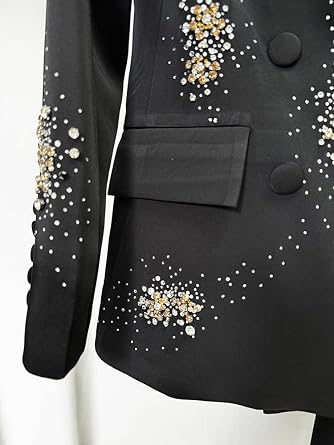 Rhinestone 2 Pcs Women Suits Set Blazer&Pant Elegant Embellished Evening Party Tuxedos Lapel Wedding Suits Set