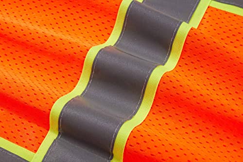 3C Products Sv2600,Ansi/Isea Class 2,High Visibility Mesh Vest,2” Reflective W/Yellow Binding, Zipper,9 Pockets, Neon Orange,S #TOP4