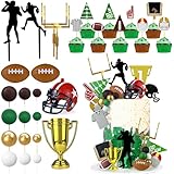 31PCS Football Cake Topper Set Acrylic Sports Theme Cake Decorations with Helmet Medal and Ball Cake Toppers for Birthday Party and Game Day Supplies