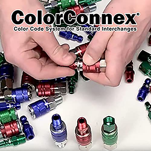 Colorconnex Coupler & Plug Kit, Industrial Type D, 1/4" Npt, Red, 7-Piece - A73457D #TOP3