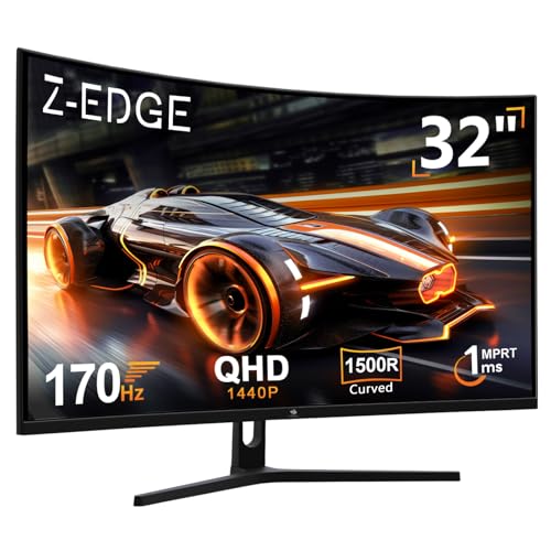Z-Edge 32 Zoll QHD Curved Gaming Monitor 170Hz 1ms MPRT 2K 2560x1440 16:9 VA 1500R Curved...