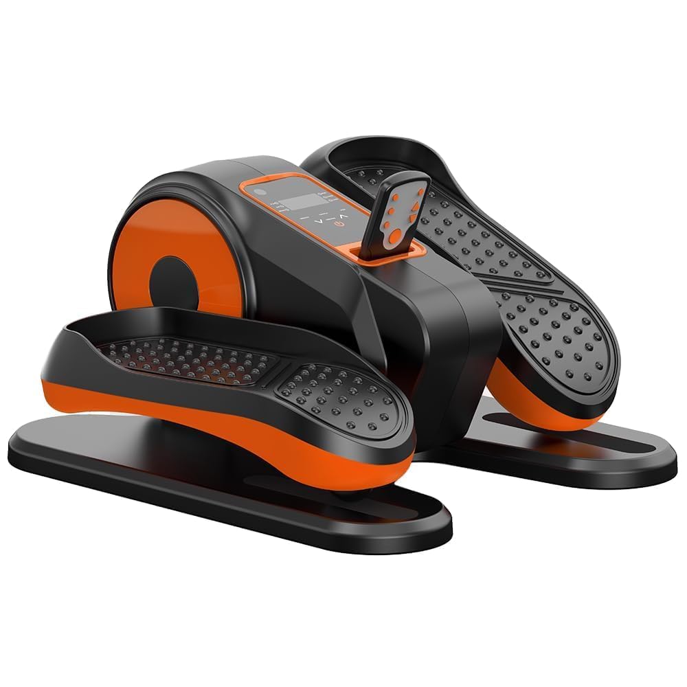 Under Desk Machine, Electric Elliptical Leg Exerciser for Senior, 13 Adjustable Speeds Quiet and Portable Seated Pedal Exerciser for Training with Remote Control Black and Orange-image-28