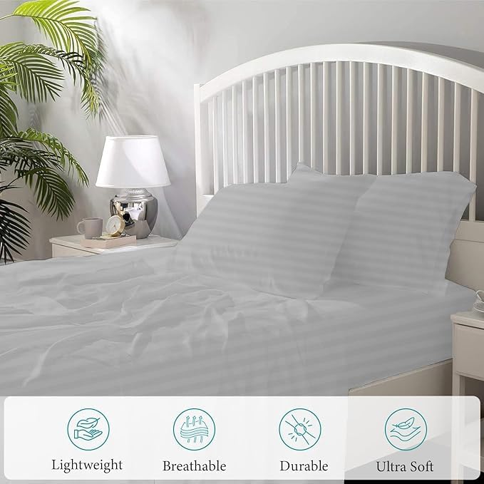 Miniatura 3 de Sábana bajera ajustable de 1 pieza 100% algodón egipcio de 800 hilos, tamaño individual, bolsillo profundo de 21 pulgadas, sábana larga de algodón