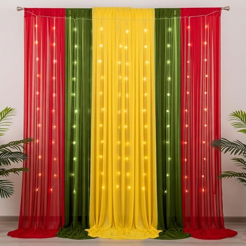 Image of SpecialYou Ganpati Decoration Setup for Home with Yellow, Green & Red (7 * 3.5ft) Backdrop Cloth for Decorations Pooja, Varalakshmi Pooja Decoration Items, Mandir Decorations Items for Home- 11Pcs