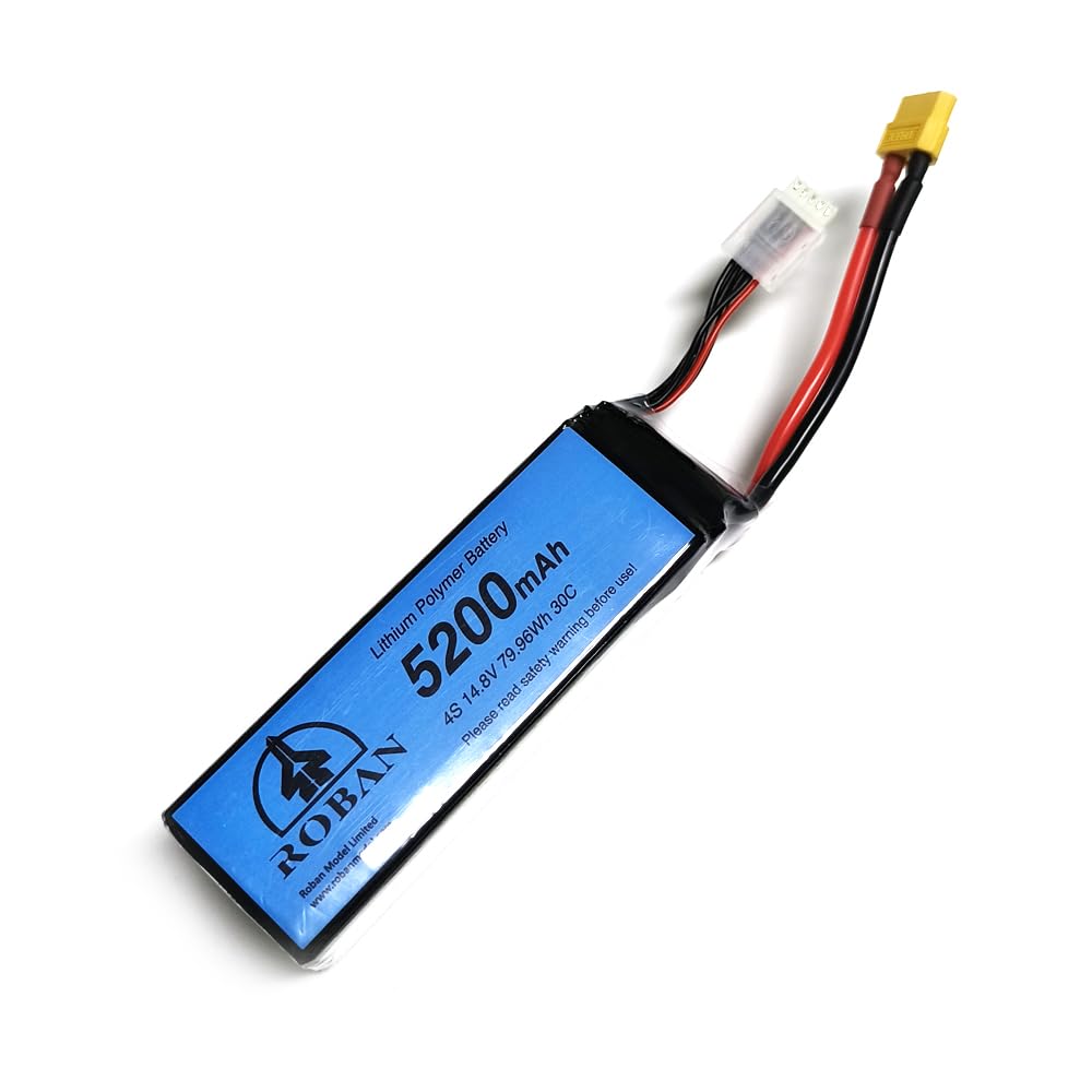 Roban Batterie au lithium polymère 5200 mAh 4S 14,8 V 30 C pour hélicoptère radiocommandé Roban