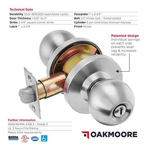 Claremont Commercial Bathroom Door Knob Lock - Privacy Bathroom Lock Set For Schools Offices And Industrial Use - Ansi Grade 2 Ul Cul And Ada #TOP1