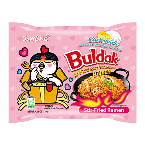 Image of Samyang Buldak Carbo Korean Hot Spicy Chicken Stir Fried Ramyun 4.58 oz (Pack of 20)