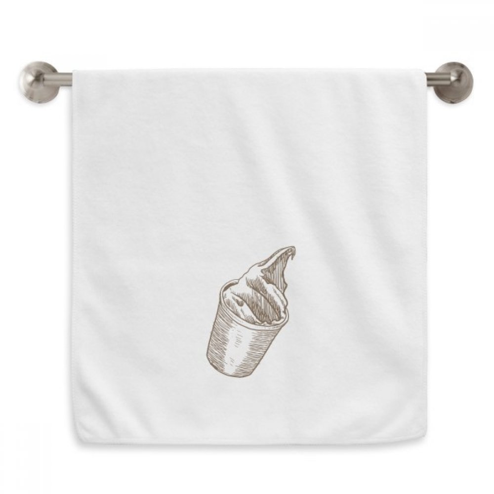 Serviette moelleuse marron croquis glace diadème blanche 33x74 cm