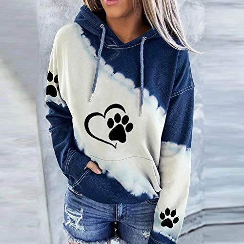 Miashui Women's Dog Mom Hoodie Dog Paw Long Sleeve Shirt Dog Mom Sweatshirts Pullover Gift Tops For Women Teen Girls (Dog Paw Heart, S) #TOP1