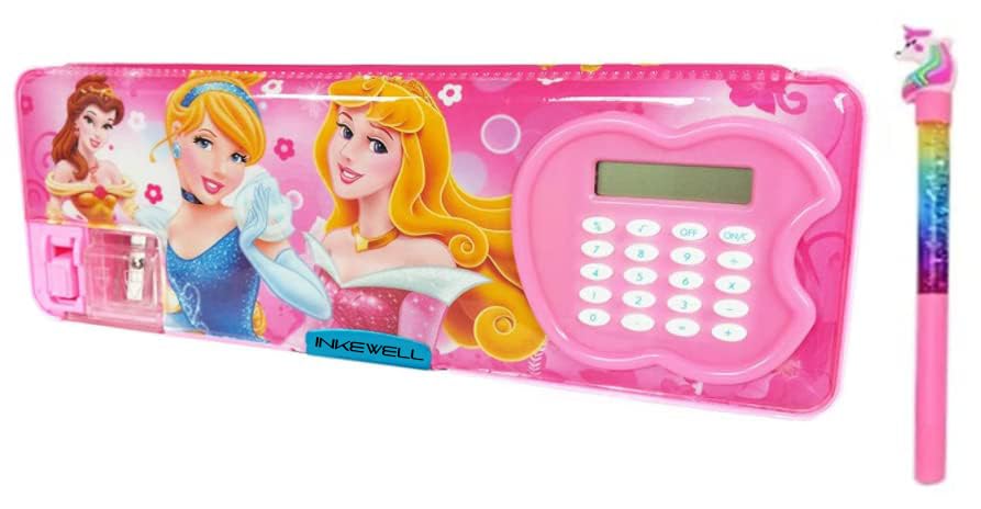 INKEWELL Multipurpose Magnetic Geometry Pencil Box with Calculator and Dual Sharpener for Girls & Kids for School Pencil Case with Unicorn Glitter Pen (Princess Pink) (B0D6Z2HMHK) Amazon Price History, Amazon Price Tracker