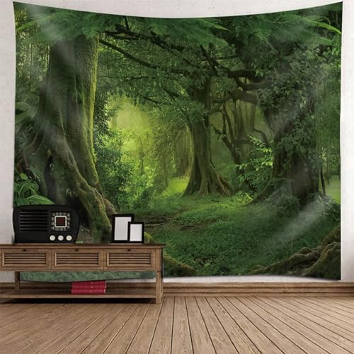 Tapisserie murale paysage naturel vert 150x150 cm pour décoration salon et dortoir