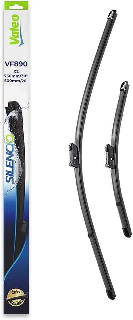 VALEO Silencio Wiper - VF890 - Kit of High Performance, Superior Road Visibility, Easy Installation Original Flat Blades 750mm/500mm - Front - Set of 2 Wiper Blades - 577890
