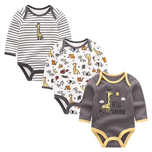 Kiddiezoom Baby Girls Boys Cotton Romper Cute Baby Clothes Bodysuits 3-Pack Newborn Clothes 0-12 Months #TOP30
