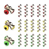 MUUNNN 60pcs Dumbbell Eyes Fly Tying, Fly Tying Eyes Realistic Brass Fly Tying Barbell Eyes Assortment 5.0mm