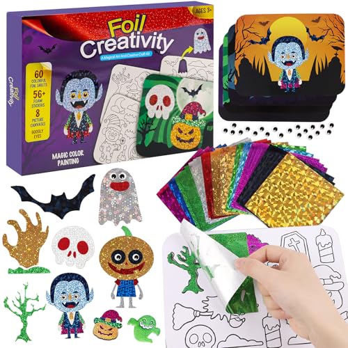 FOIL CREATIVITY Art Kit for Halloween Foil Art Craft DIY Creative Craft for Halloween Trick or Treat Goodie Bag Stuffer Supply