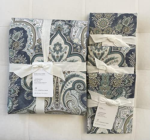 Pottery Barn Jordana Duvet Cover King/California King & Three Euro Shams ~Blue - Thumbnail 2