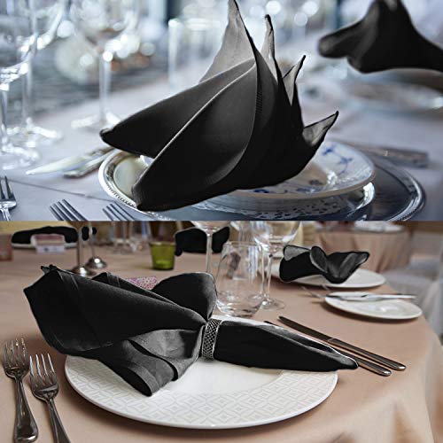 Talvania Cloth Dinner Napkins - 12 Pack Luxuriously Soft & Hotel Quality Cotton Napkins, Brilliant Fabric Napkins (18” X 18”) Perfect for Events, Hotel & Home Use (Black) - Thumbnail 5