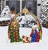 Lighted LED Nativity Holy Family Scene for Outdoor, Yard, Christmas - Lights Up 4 Piece Decoration Set