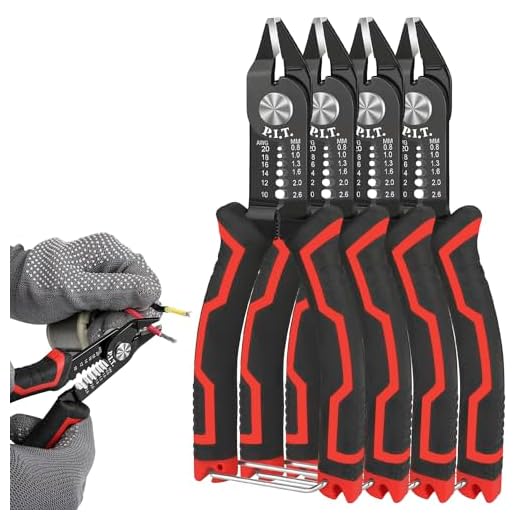 P.I.T. Wire Cutters 6.5-Inch Flush cutter with Supplementary Stripping, Wire Stripper, Cutting Pliers,Cable Stripper,Safety Lock, Diagonal Side Cutters for Electronics, Jewelry, 3D Printing-4 Pack ﻿ ﻿