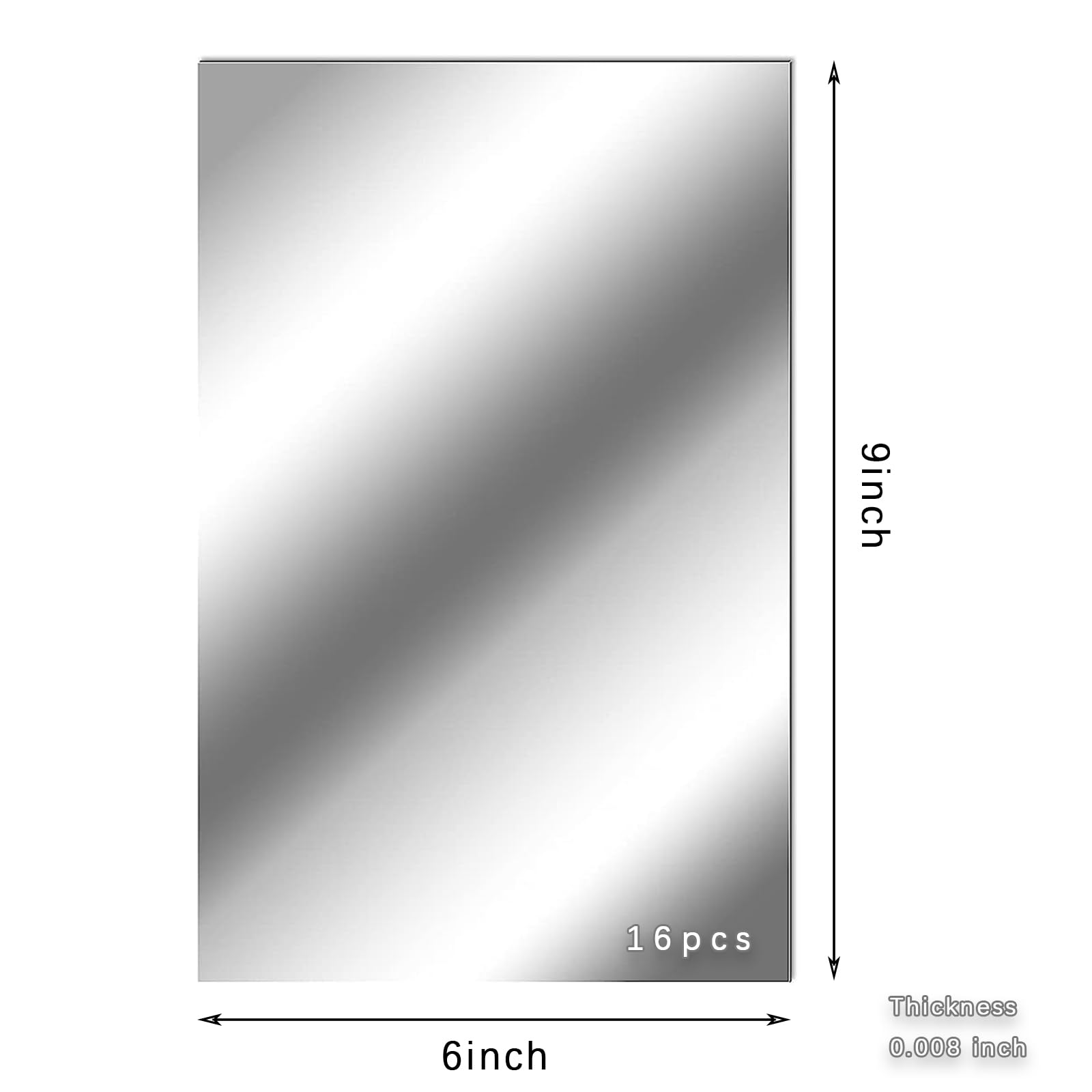 Autocollants muraux à miroir flexibles, non en verre, pour revêtement mural de cuisine et salle de bain, 16 pièces de 9 pouces
