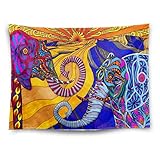 Elephant Tapestry Wall Home Decor Art Funny Two Elephants Tapestry Wall Hanging Boho Hippie Bohemian...
