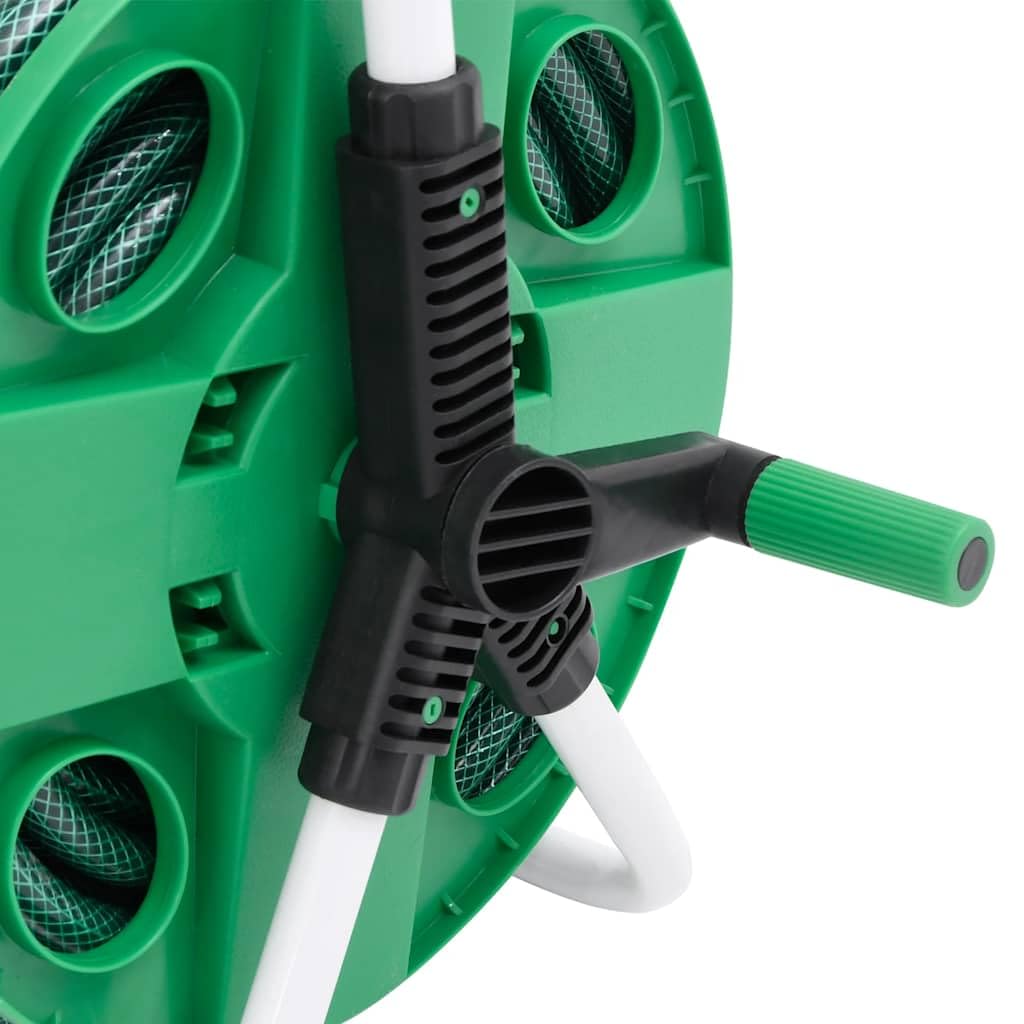 Carrete de Manguera de pie con Set racores PVC Verde 0,75" 20 m,Accesorios de Organización y Almacenamiento de Herramientas,Soporte de Manguera de jardín,6.34kg-3281513