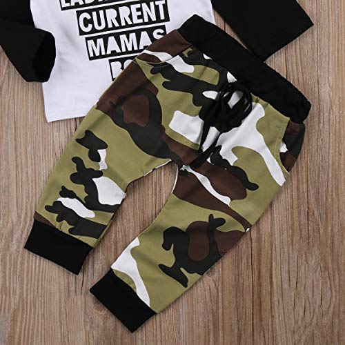 2Pcs Baby Boys Clothes Letter T-Shirt Cool Tops+Camouflage Pants Outfit Set Letter Toddler Long Sleeve (Camouflage, 2-3 T (Size:100)) #TOP5