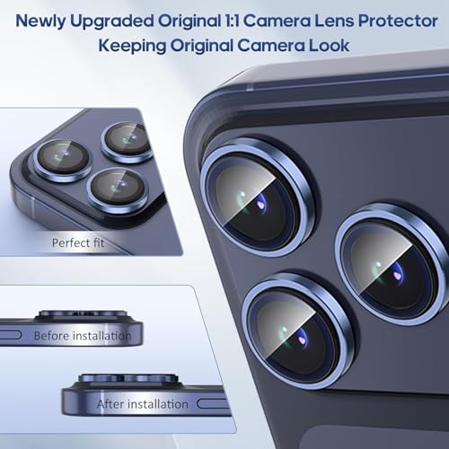 Image of for iPhone 17 Pro / 17 Pro Max Camera Lens Protector Original Individual Lens Screen Protector | 9H Hardness, Scratch-Resistant, Case Friendly (Deep Blue)