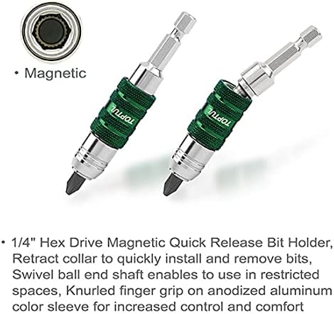 TopTul 35pcs 1/4" Hex Drive Screwdriver Bit Set-Universal Swivel Magnetic Quick Release Bit Holder(78mml)