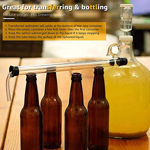 2 Pcs Auto Siphon Regular Siphoning Kit Wine Bottle Filler Transfer Pump Wine Bottling Siphon Beer Bucket Homebrew Siphon For Small Batch Pump Beer Siphon 3/8 Auto-Siphon 5Ft Hose + Clamp #TOP6