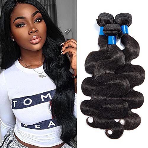 Malaysian Body Wave Bundles Human Hair 3 Bundles 10"12"14" 100g/Bundle 100% Human Hair Bundles Body Wave Weave Hair human Bundles Tight And Neat Natural Black Color(101214)