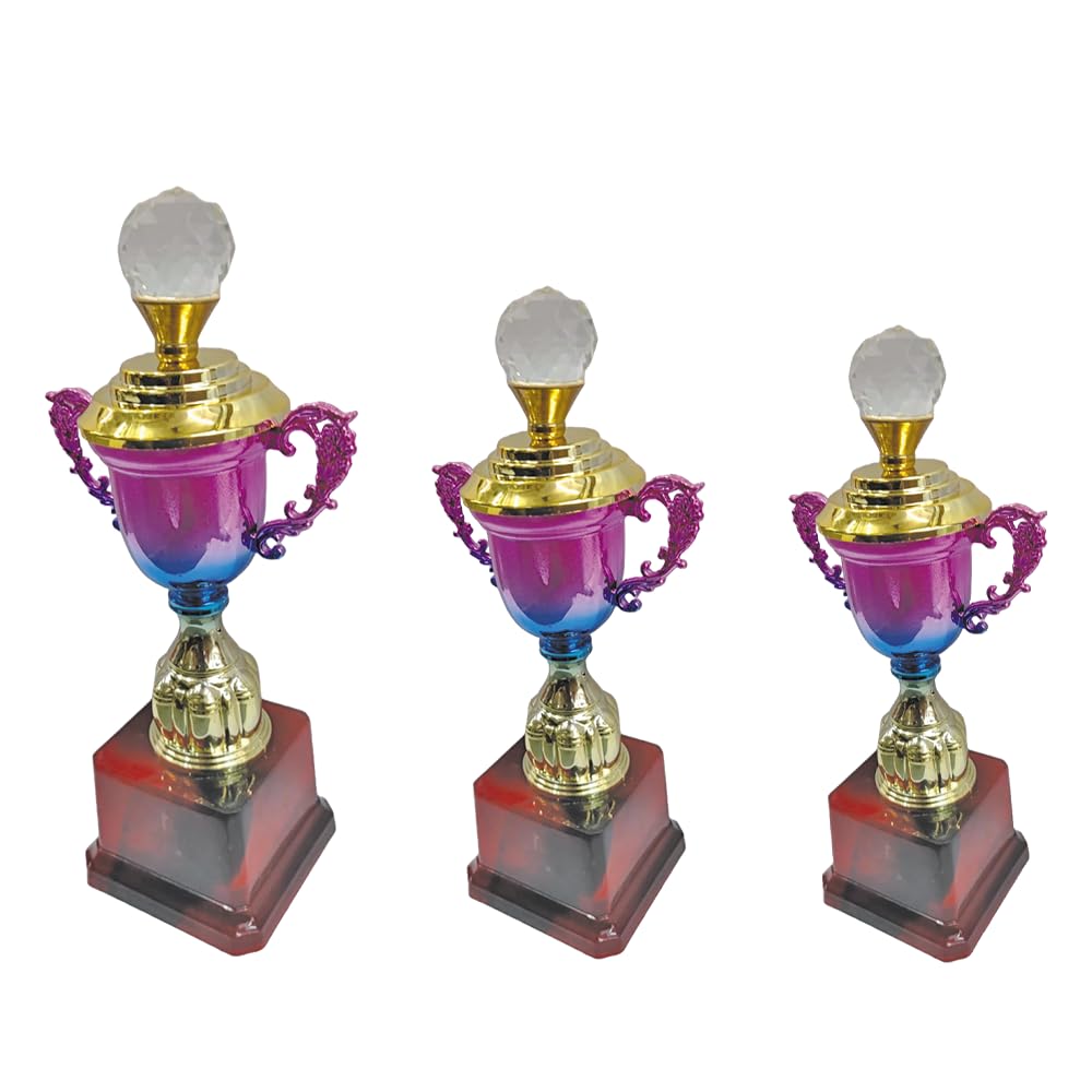 Premium Multicolour Trophy – Decorative Achievement Award Cup for Winners, Sports & Corporate Events – Pack of 3 (Sizes 14 Inch, 13 Inch, 12 Inch)-image-35