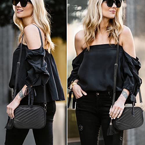 Lovevook Small Quilted Crossbody Bags For Women Stylish Designer Purses And Handbags Vegan Leather With Tassel,Black #TOP6