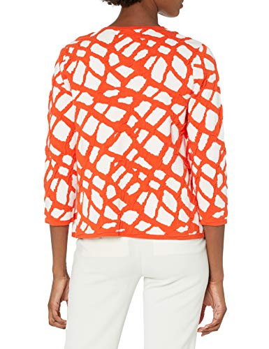 Kasper Womens 3 Quarter Sleeve Pucker Grid Cardigan Shrug Sweater, Multi, Small Us #TOP1