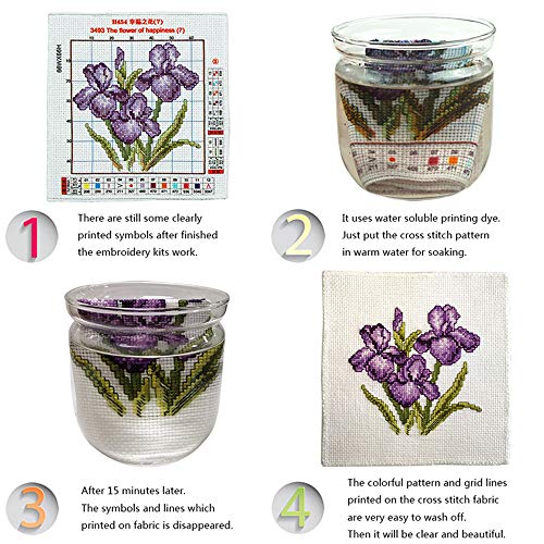 Image of Stitchmelody Stamped Cross Stitch Kits,11CT Printed Pattern Embroidery Set,DIY Needlework Kit-Cat in The Flowers Cat in the Flowers 25.5''X31.5''