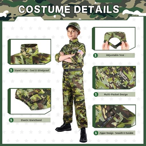 Kids Army Costume for Boys, Military Army Costume with Army Toys, Solider Boy Dress up, Halloween Costumes for Boys2