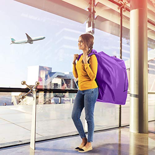 Car Seat Travel Bag Backpack for Gate Check Bag – Waterproof - 600D Nylon Fabric W/Adjustable Strap 18x18x34 inch (Purple) - Thumbnail 3