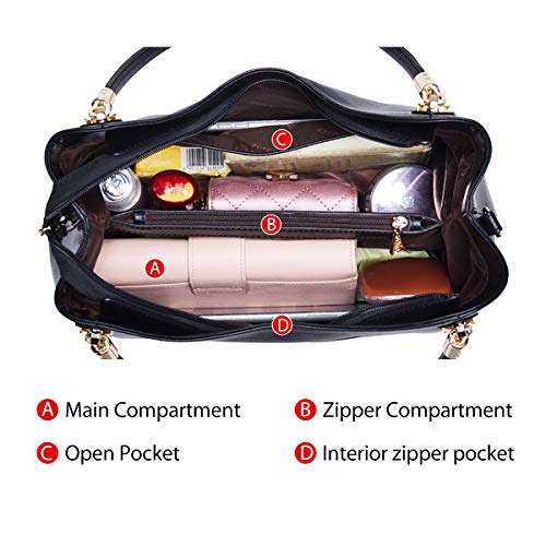 Gifts For Mom Leather Handbags For Women, Genuine Leather Lady Top-Handle Totes Women's Fashion Crossbody Bags Womens Carryall Purses And Handbags (Black) #TOP3