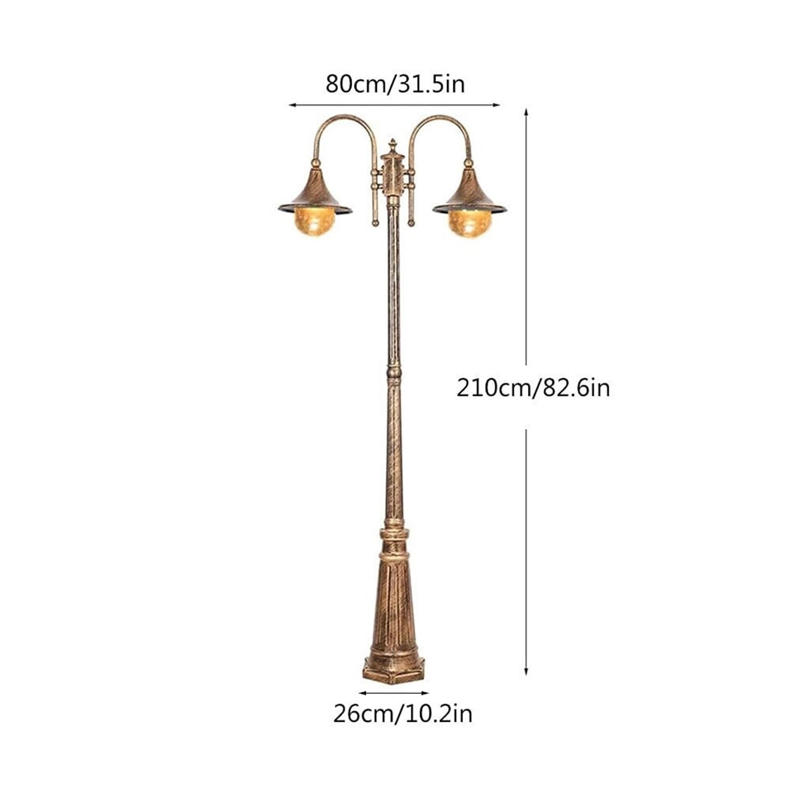 Lampy Solarne Na Słupku, Zewnętrzne Lampy Na Słupku, 2-Lampowe Lampy Zewnętrzne Na Słupku, Wodoodporne Lampy Uliczne, Wiktoriańskie Oświetlenie Ogrodowe, Patio, Kraj,One Color-Height 210cm