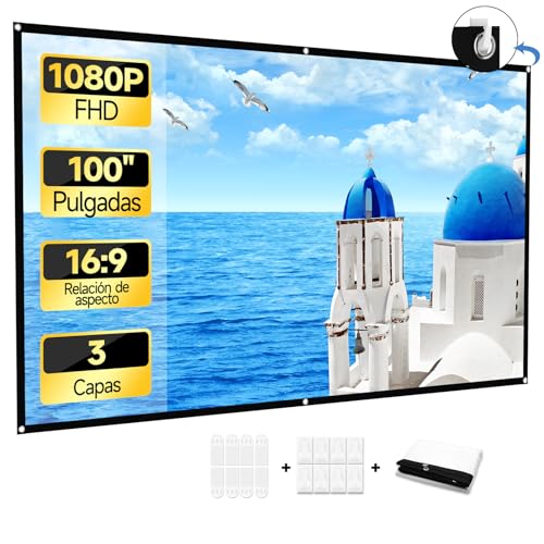  Pantalla Proyección 100 Pulgadas 16:9 Doble Cara Plegable Lavable Patio Teatro Hogar