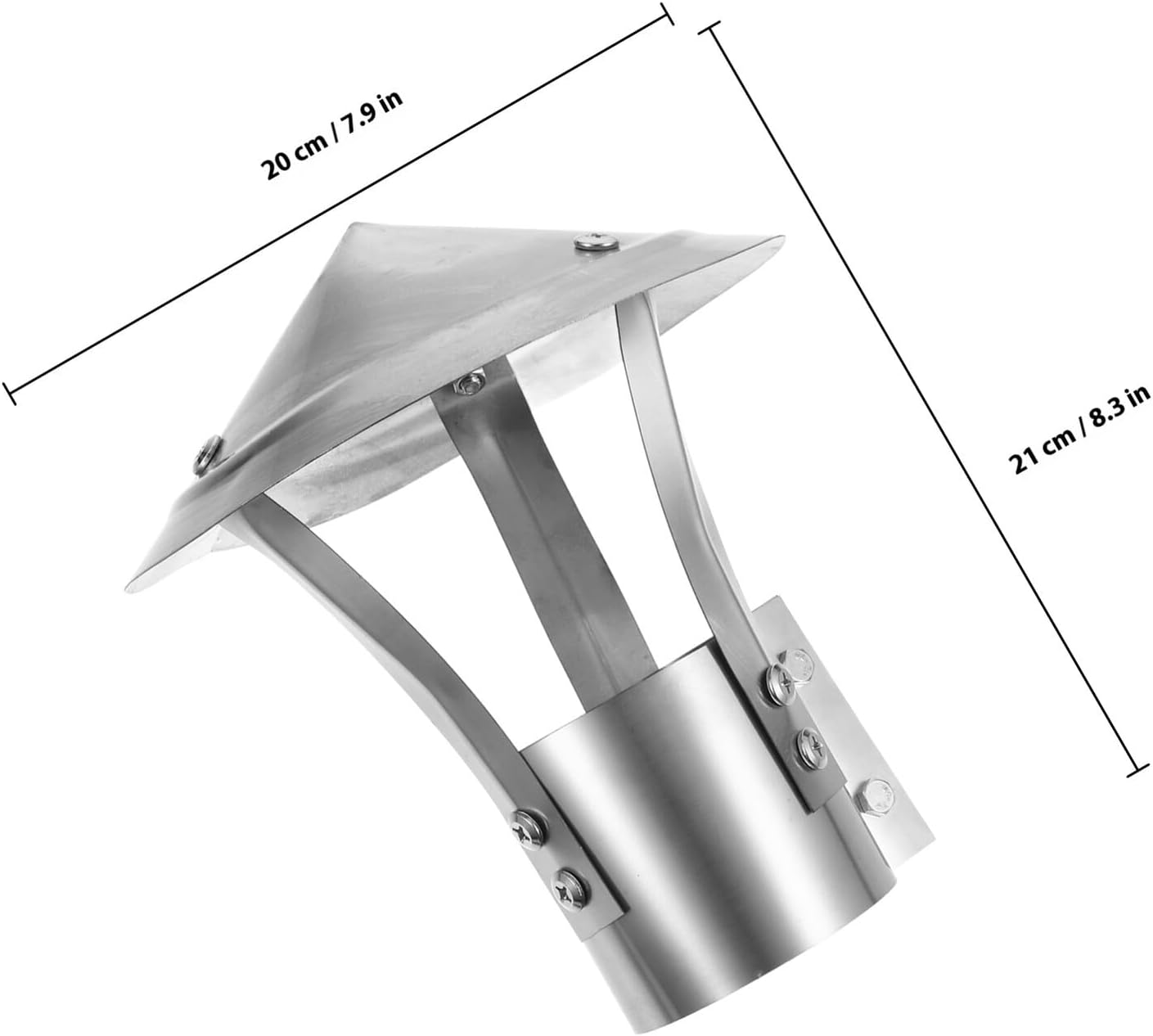 Stainless Steel Chimney Cap 200mm Thick Stove Pipe Cover Outdoor Rainproof Vent Cap Fireplace Exhaust Roof Chimney Cover for Home Heating