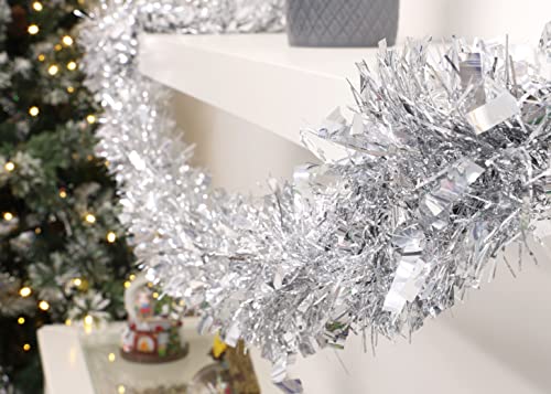 Christmas Concepts® 4m Metre Chunky/Fine Christmas Tinsel - Christmas Decoration Tinsel (Silver)