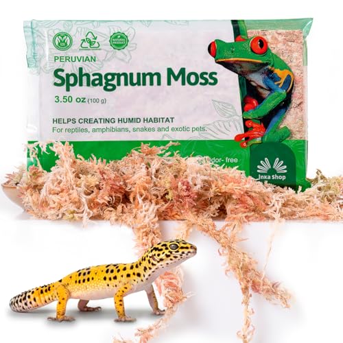 Sphagnum Moss for Reptiles Dried Long Fiber Natural Peruvian Bedding Terrarium Substrate Humid Hide Leopard Gecko Snake Frog Tortoise Turtle Tarantula Amphibian Vivarium Bioactive Enclosure 3.5 oz