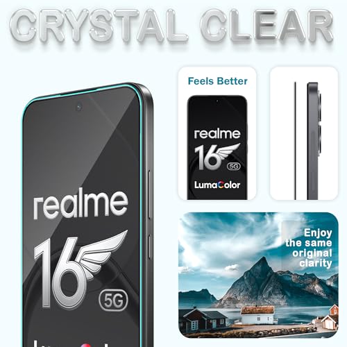 Image of FIRST MART Tempered Glass for Realme Narzo 90, Realme 16 and 15T, 9H 0.3 mm Full-Glue Screen Protector with Cable Protector, 3D Edge-to-Edge, HD Clear, Case-Friendly, Black, Pack of 1