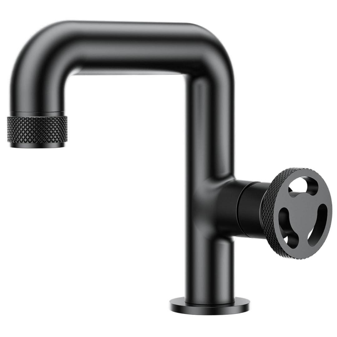 Mitigeur lavabo bas noir Essebagno Factory anti-calcaire avec jet économique