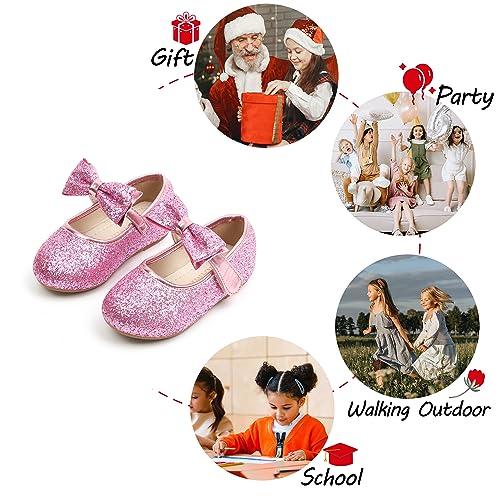 Image of PHIRAMIN Toddler Flower Girl Dress Shoes - Little Girl Mary Janes Flats Wedding